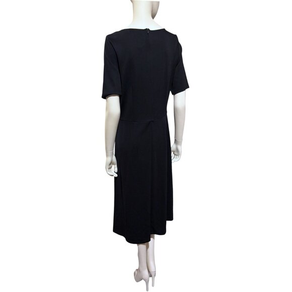 New Ann Taylor Midi Dress 12 Stretch Jersey Shift Military Buttons Minimalist - Picture 6 of 11